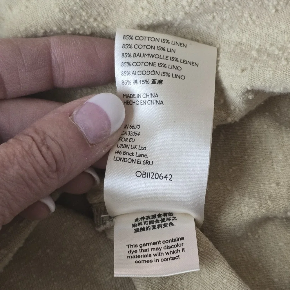 Free People Just A Puff Top Women's SM Beige Nubby Linen Cotton Natural Neutral‎